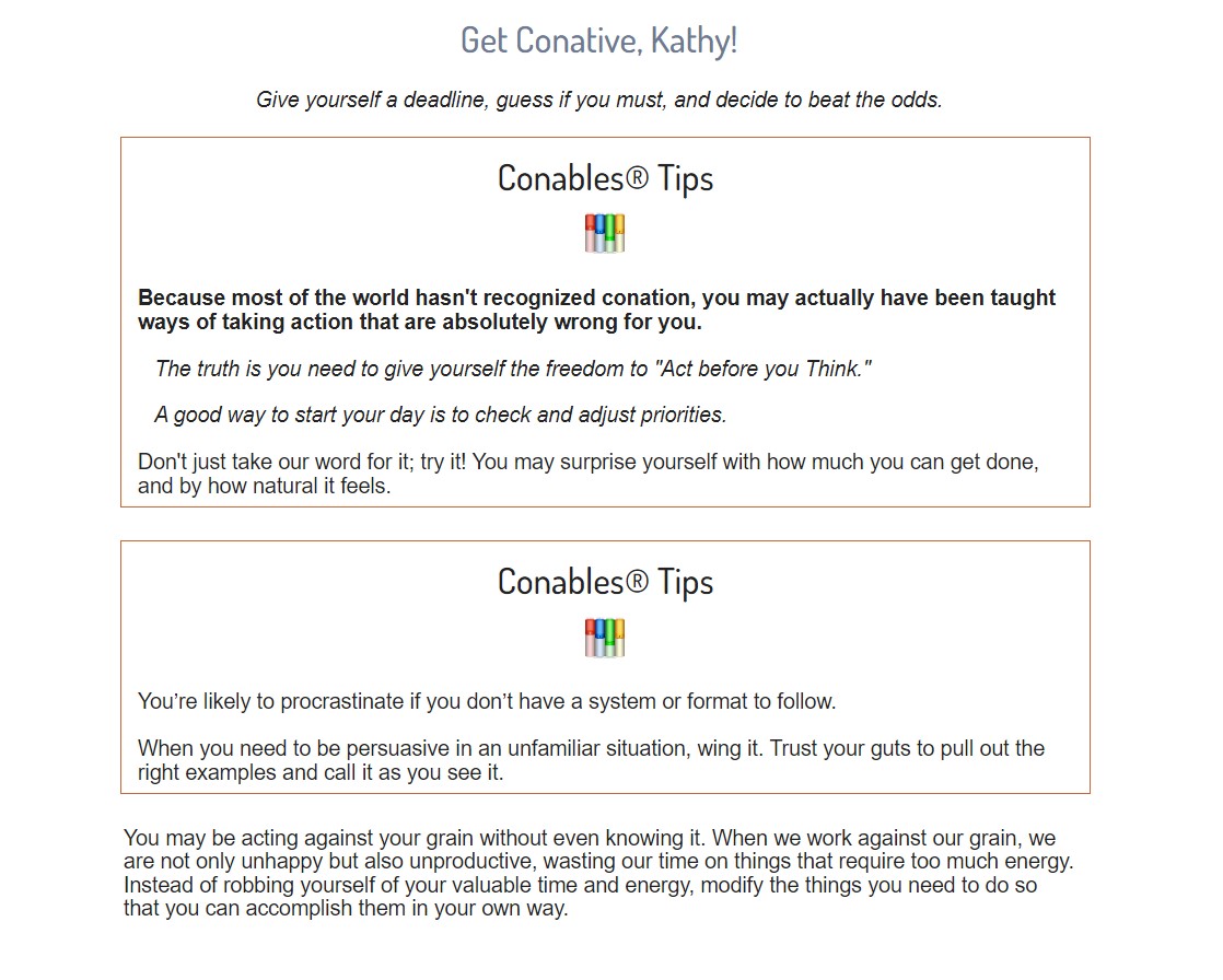 screenshot of Kolbe Indexes